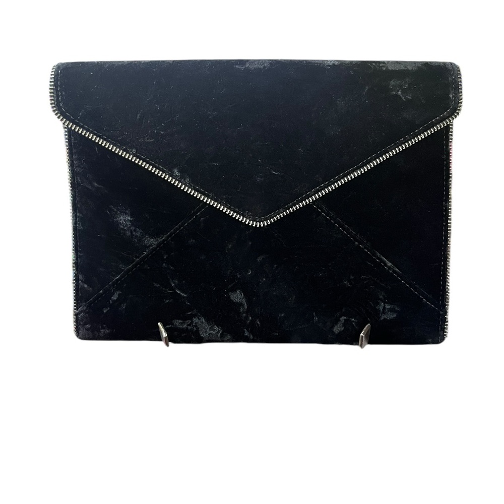 3/$30 Crush Black Velvet Rebecca Minkoff Envelope Clutch 10x8 EUC